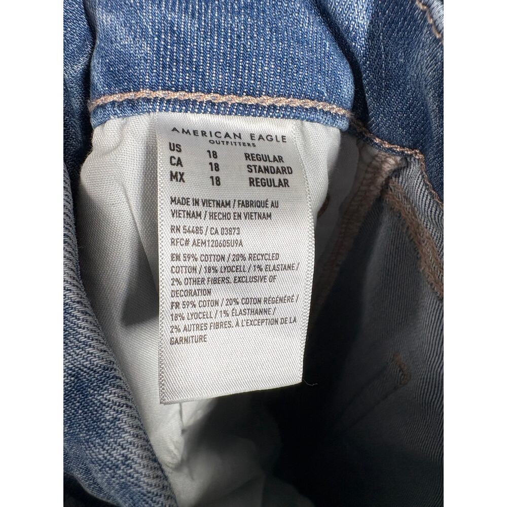 American Eagle Size 18 W34 Curvy Dreamy Drape Baggy Wide Leg Jeans Blue Stretch - Picture 11 of 12